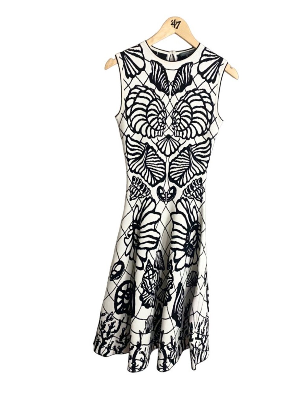 Alexander McQueen Womens Sleeveless Shell Jacqured Midi Dress - XS